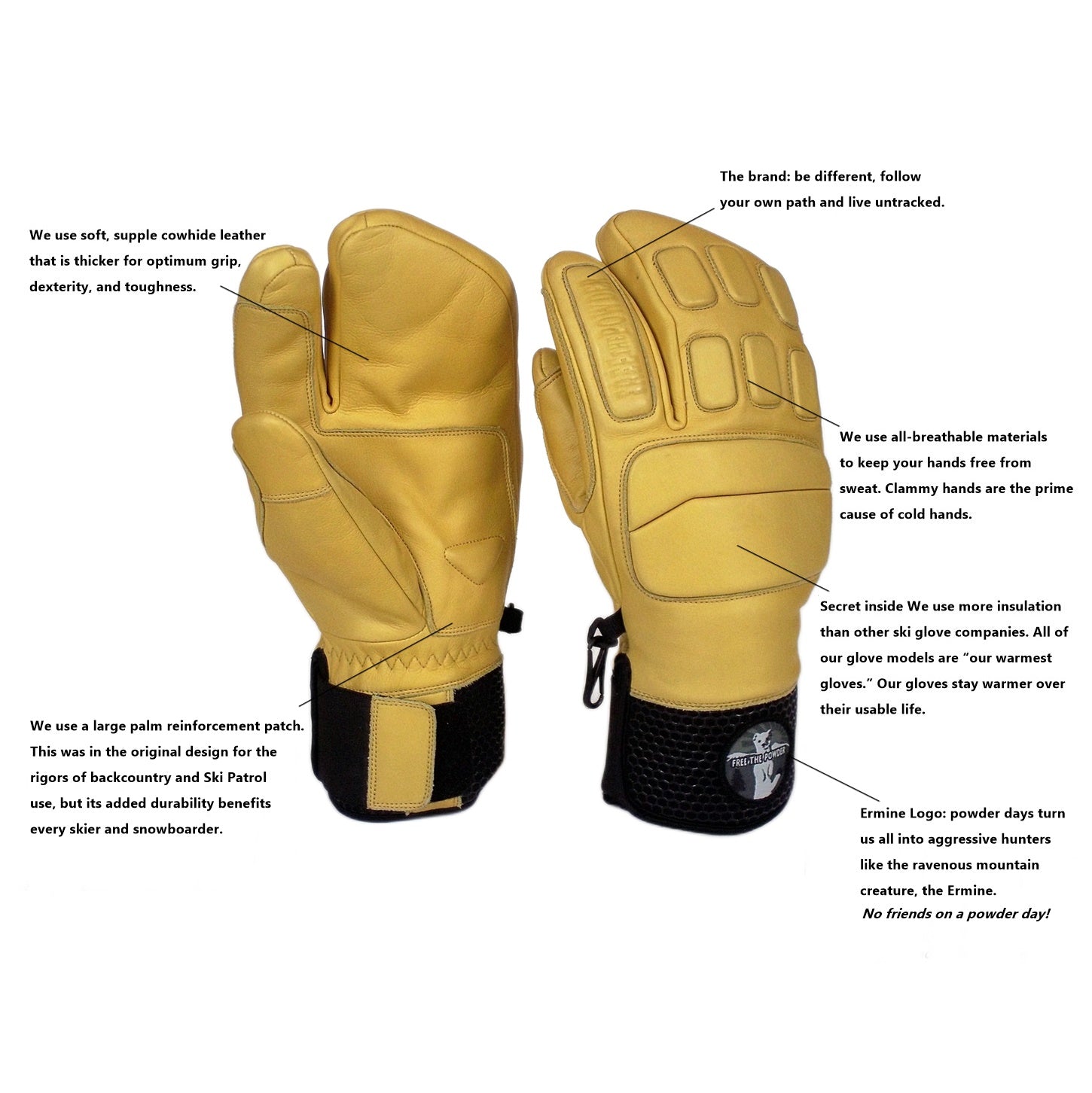 Freeride 3-Finger Glove – Free The Powder Gloves