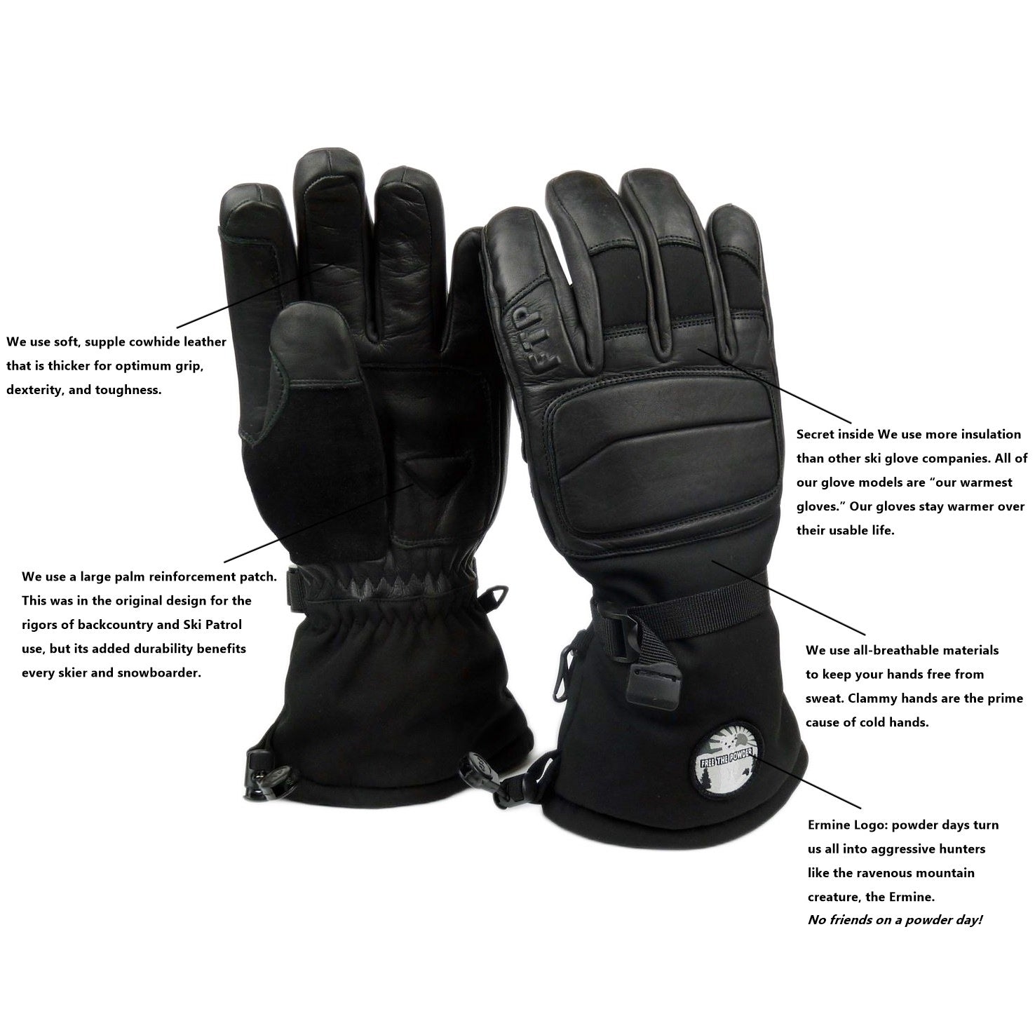 details specs First Chair Glove by Free the Powder